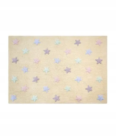 Lorena Canals, dywan bawełniany Tricolor Star waniliowy120-160cm