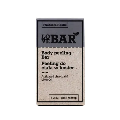 Love Bar, Body Peeling Bar, peeling do ciała w kostce, Węgiel Aktywny & Limonka, 2-30g