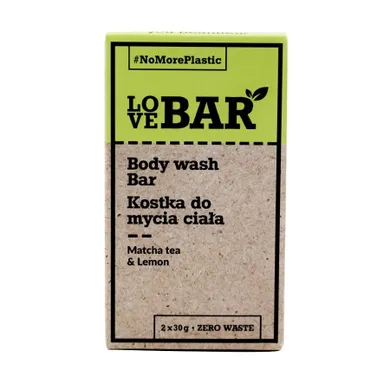 Love Bar, Body Wash Bar, kostka do mycia ciała, Matcha & Limonka, 2-30g