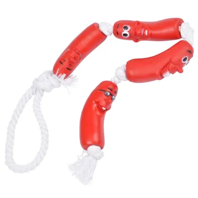 Love Story, zabawka dla psa, sznur kiełbasek, piszcząca, 67,5 cm, czerwona