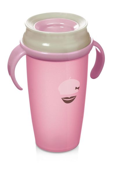 Lovi 360, Retro Active, kubek z uchwytami, jasnoróżowy, 350 ml