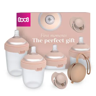 Lovi, Mammafeel, zestaw wyprawkowy: butelka, 150 ml + butelka, 250 ml + smoczek, 0-6m + silikonowe etui