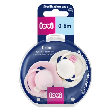 Lovi, Prime, smoczek silikonowy, dynamiczny, Rose Cream, 0-6 m, 2 szt.