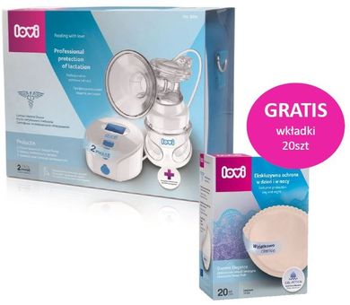 Lovi, Prolactis, dwufazowy laktator elektroniczny 5/501 + Discreet elegance, wkładki 20 szt.
