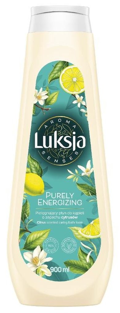 Luksja, Aroma Senses Purely, energizing pielęgnujący płyn do kąpieli o zapachu cytrusów, 900 ml