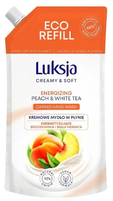 Luksja, Creamy & Soft, energizujące kremowe mydło w płynie, brzoskwinia i biała herbata, 400 ml