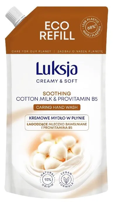 Luksja, Creamy & Soft, łagodzące kremowe mydło w płynie, mleczko bawełniane i prowitamina b5, 400 ml