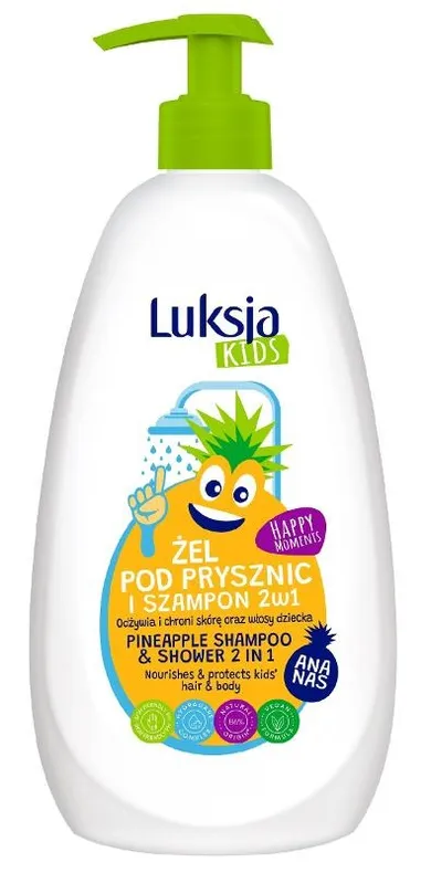 Luksja Kids, żel pod prysznic i szampon, 2w1 dla dzieci, ananas, 500ml