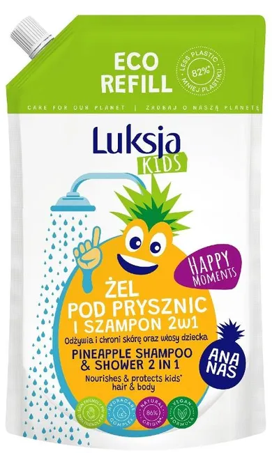 Luksja Kids, żel pod prysznic i szampon, 2w1 dla dzieci, ananas, 750 ml