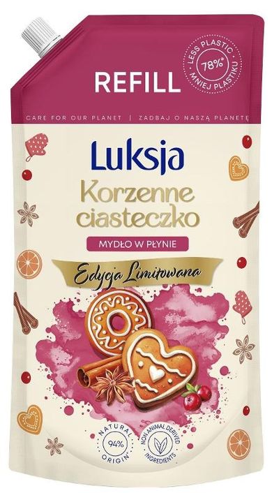 Luksja, mydło w płynie, korzenne ciasteczko - zapas, 900 ml