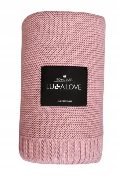 LullaLove, całoroczny koc bambusowo-bawełniany, skandynawski splot, piwonia, 120-100 cm