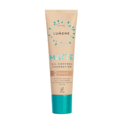 Lumene, Matte, Oil-Control Foundation, SPF 20, podkład matujący do twarzy, 2 Medium, 30 ml