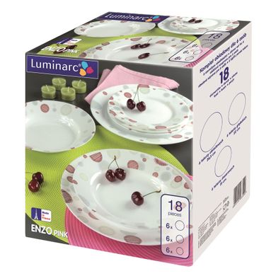 Luminarc, komplet obiadowy Enzo Pink, 18 elementów