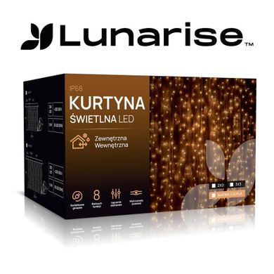 Lunarise, kurtyna świetlna LED, 3-3 m, 300 LED, biały, ciepły