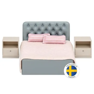 Lundby, meble do sypialni w domku dla lalek, basic