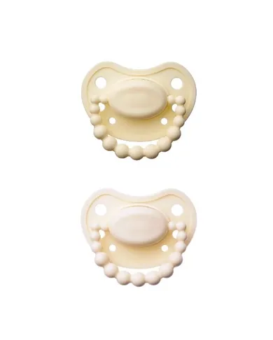 Luu Kids, zestaw: smoczek, Creamy Lemon + smoczek, American Cream, 0-3 m, 2 szt.