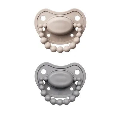Luu Kids, zestaw: smoczek, Sand Storm + Lovely Gray, 0-3 m, 2 szt.