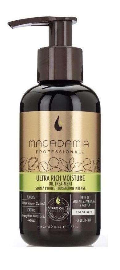 Macadamia Professional, Ultra Rich Moisture Oil Treatment, nawilżający olejek do włosów, 125 ml