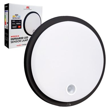 Maclean, lampa LED z czujnikiem ruchu, 10W, IP65, czarna