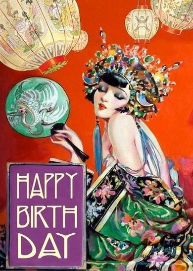 Madame Treacle, karnet B6 z kopertą, Urodziny, Kobieta z wachlarzem