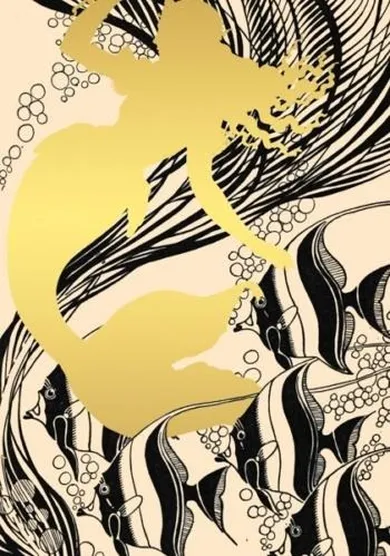 Madame Treacle, karnet z kopertą B6, brokatowy, Syrena i ryby