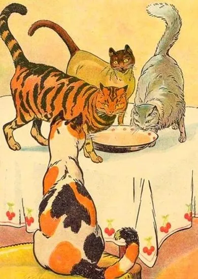 Madame Treacle, karnet z kopertą B6, Koty na stole