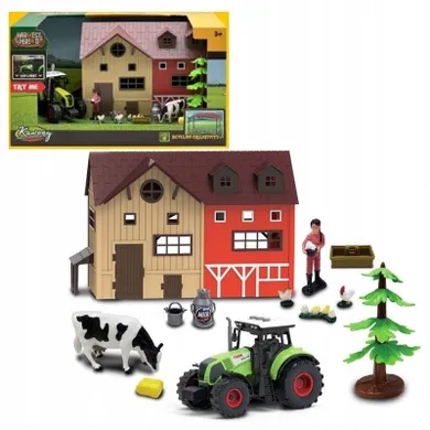 Madej, Farma, stodoła z traktorem i figurkami, 12 elementów