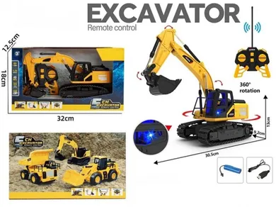 Madej, koparka, interaktywny pojazd budowlany, zdalnie sterowany, 1:24