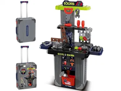 Madej, warsztat w walizce, stolik z narzędziami