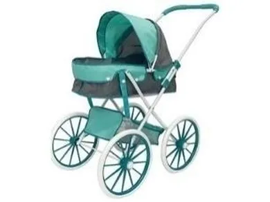 Madej, wózek głęboki dla lalek, duże koła, szaro-miętowy