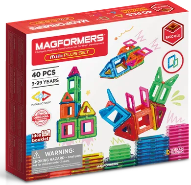 Magformers, Basic Plus, Mini Plus Set, klocki magnetyczne, 40 elementów