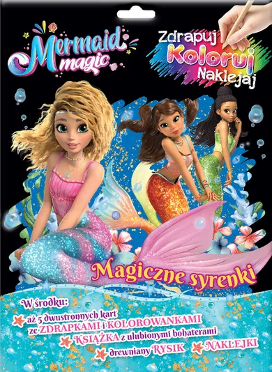 Magia Syren. Magiczne syrenki. Zdrapuj, koloruj, naklejaj