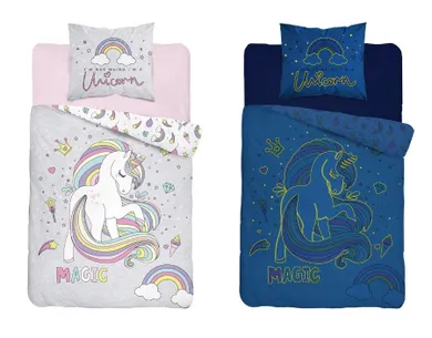 Magic Unicorn, pościel 2-częściowa, świecąca w ciemności, 160-200 cm