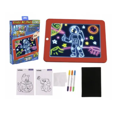 Magiczny tablet do rysowania 3D z pisakami, czerwony