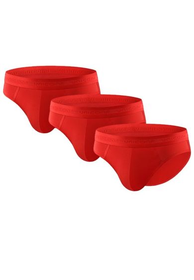 Majtki slipki męskie, czerwone, zestaw, 3 szt., Uniconf