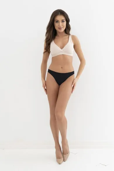 Majtki stringi damskie, czarne, Sandra, Italian Fashion