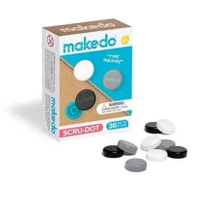 Makedo, Scru-Dot, ozdobne nakładki na śrubki, Time Machine, 36 elementów