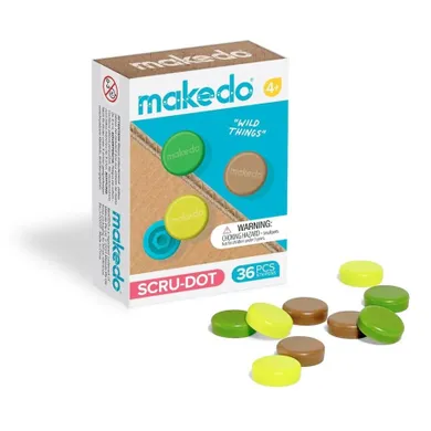Makedo, Scru-Dot, ozdobne nakładki na śrubki, Wild Things, 36 elementów