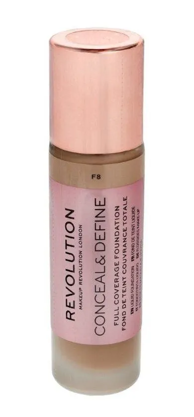 Makeup Revolution, Conceal & Define Foundation, podkład kryjący F8, 23 ml