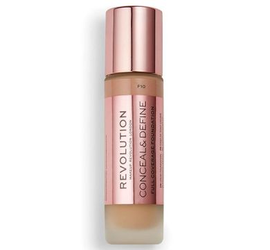 Makeup Revolution, Conceal and Define Foundation, podkład maksymalnie kryjący, F10, 23 ml