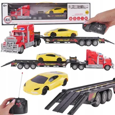 Maksik, ciężarówka laweta z pojazdem, zdalnie sterowana