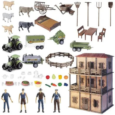 Maksik, farma z domkiem rolnika, zestaw figurek