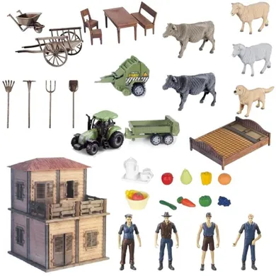 Maksik, farma z rolnikami i gosposią, zestaw figurek