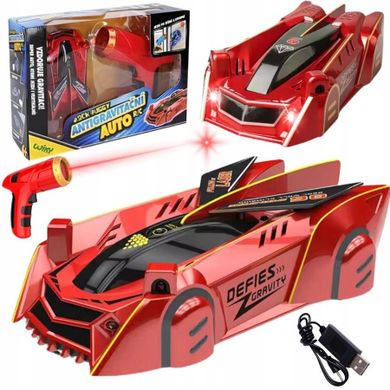 Maksik, pojazd jeżdżący po ścianach, zdalnie sterowany, czerwony