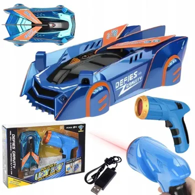 Maksik, pojazd jeżdżący po ścianach, zdalnie sterowany, niebieski