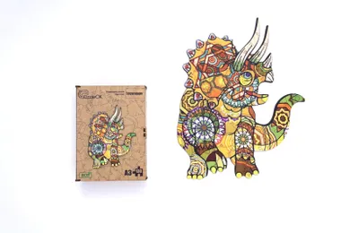 Maksik, puzzle drewniane, triceratops, 130 elementów