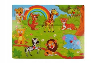 Maksik, zwierzęta, puzzle drewniane z uchwytami
