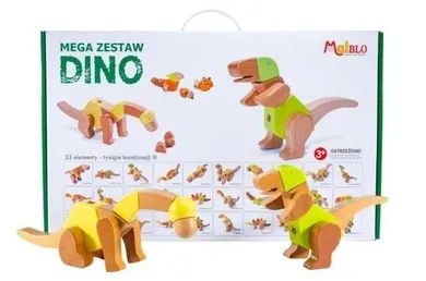 MalBlo, Dino, klocki drewniane, 33 elementy
