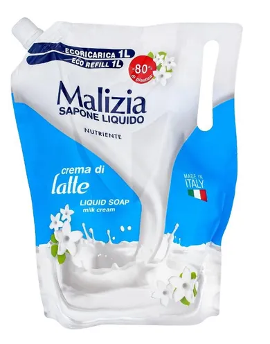 Malizia, mydło w płynie, cream di latte mleczna pianka, zapas, 1000 ml