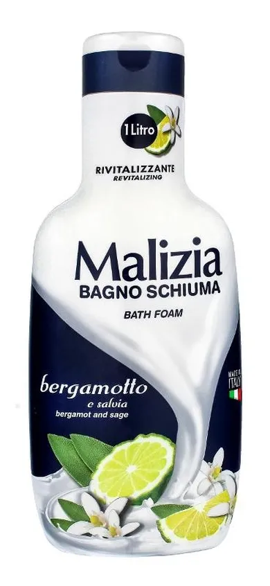 Malizia, płyn do kąpieli bergamotka i szałwia, 1000 ml